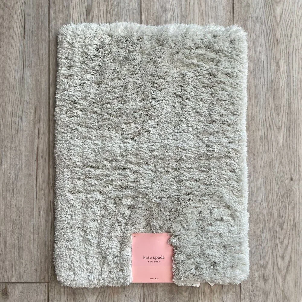 Kate Spade Gray 17 x 24 Bath Rug Mat Soft Fuzzy Plush Shower Non Slip Grey